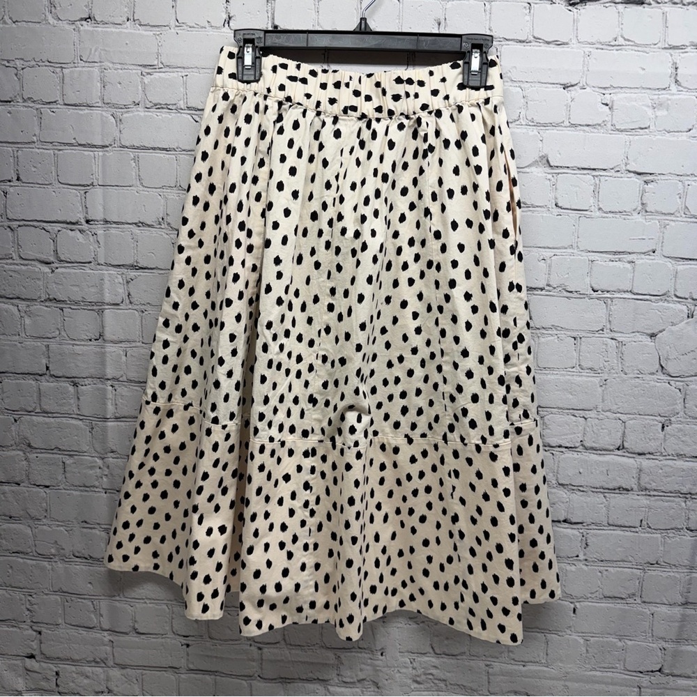 kate spade skirt the rules Midi Skirt with Black Polka Dot Print Sz 4 - Picture 2 of 9
